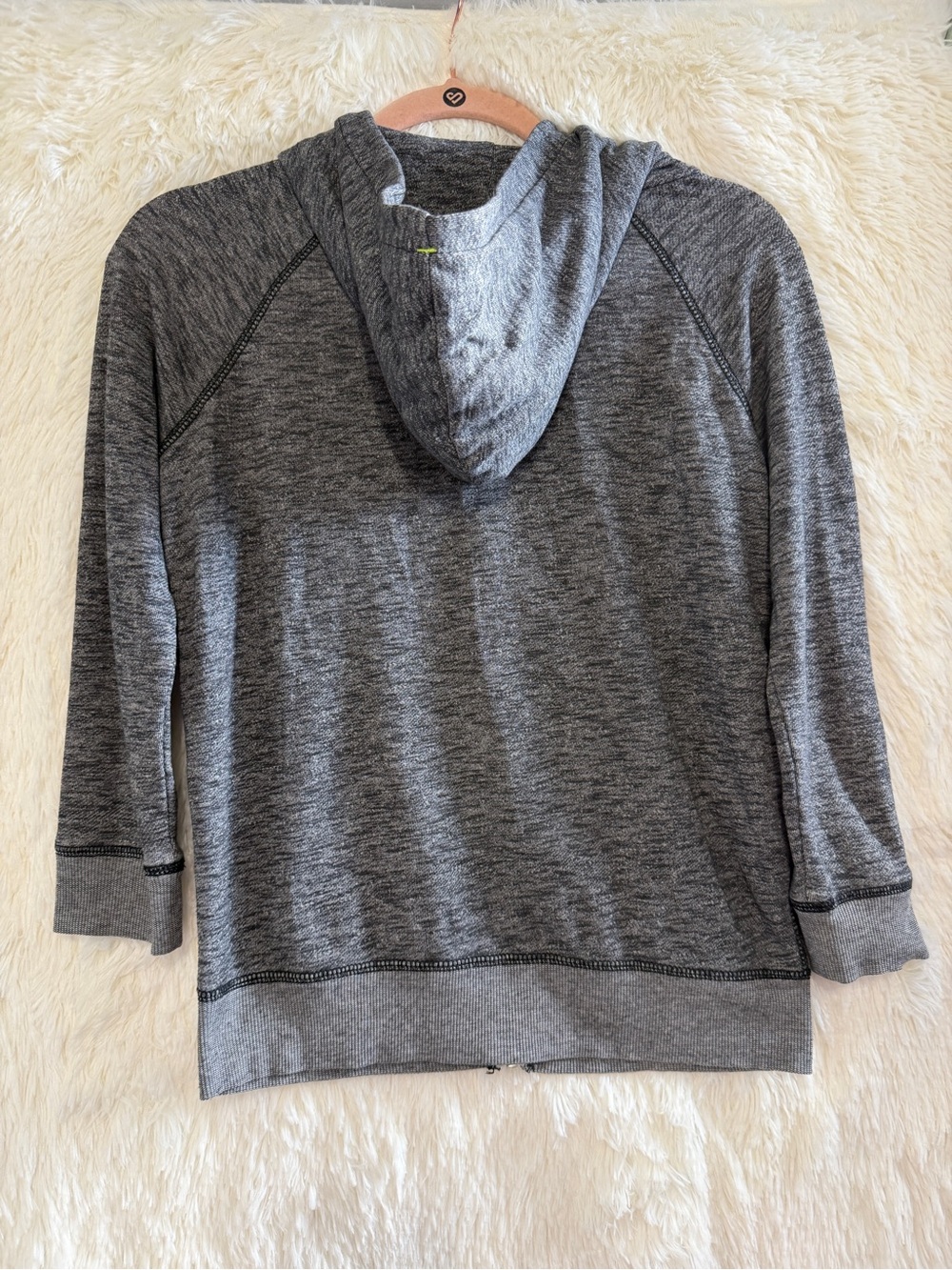 AEO American Eagle Womens Full Zip Hoodie Size S Grey 3/4 Sleeves Y2K Style READ - Picture 5 of 6